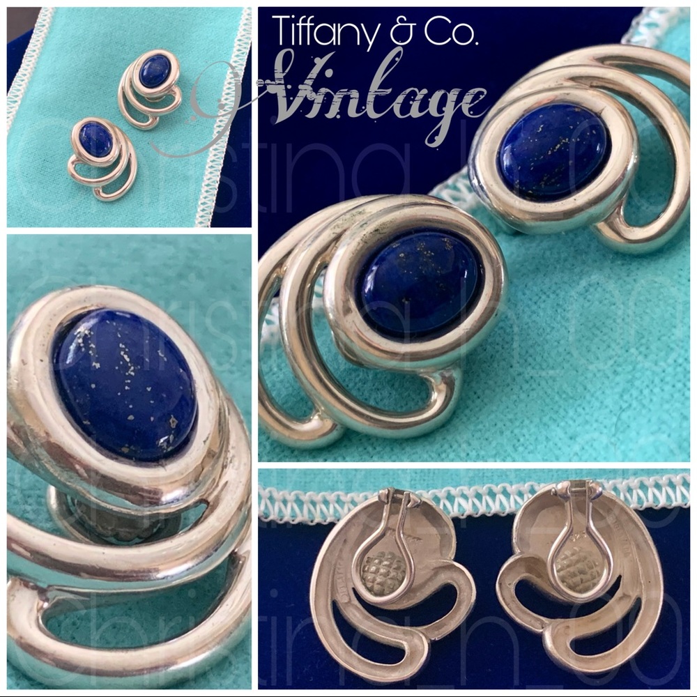 VINTAGE Lapis Tiffany & Co. French clip earrings